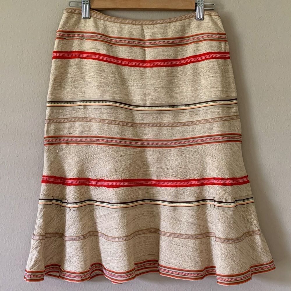 Vintage Citrine Midi Skirt with Ribbon Detail